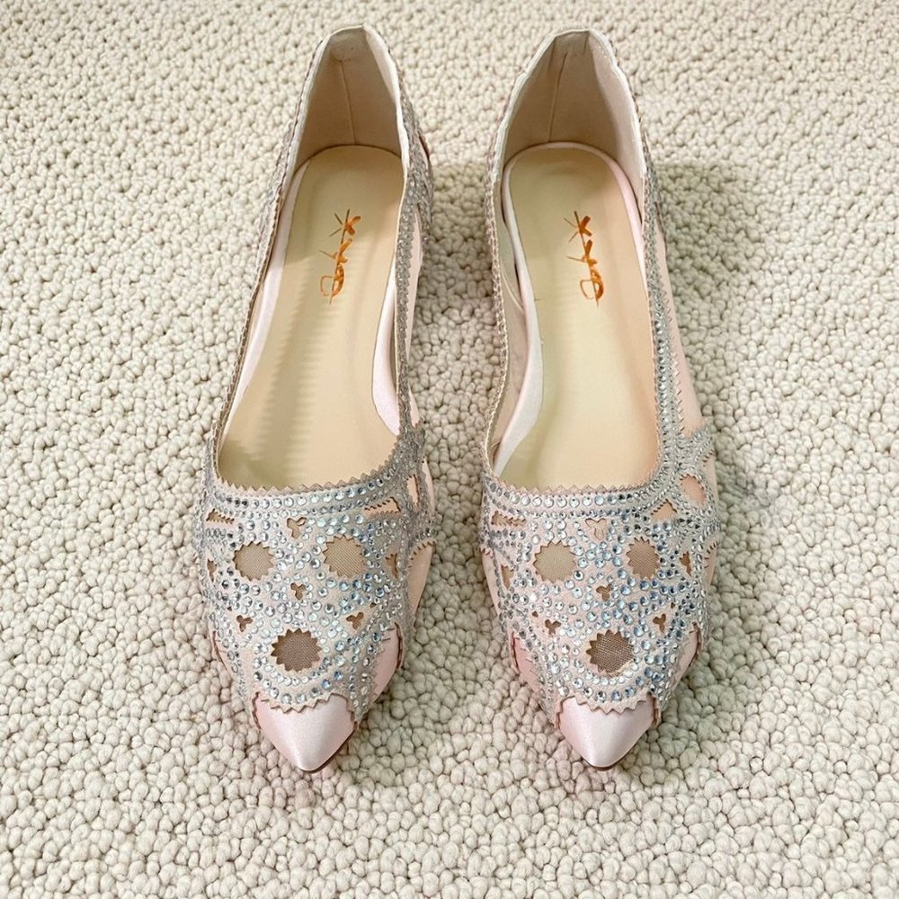 XYD Size 7 Pink Glitter Wedding Fancy Flats